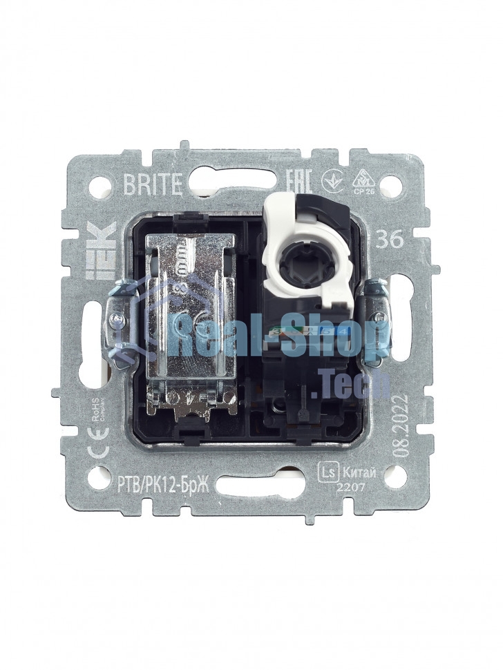 Розетка телевизионная двойная TV+RJ45 IEK BRITE РТВ/РК12-БрЖ кат.5E жемчуг