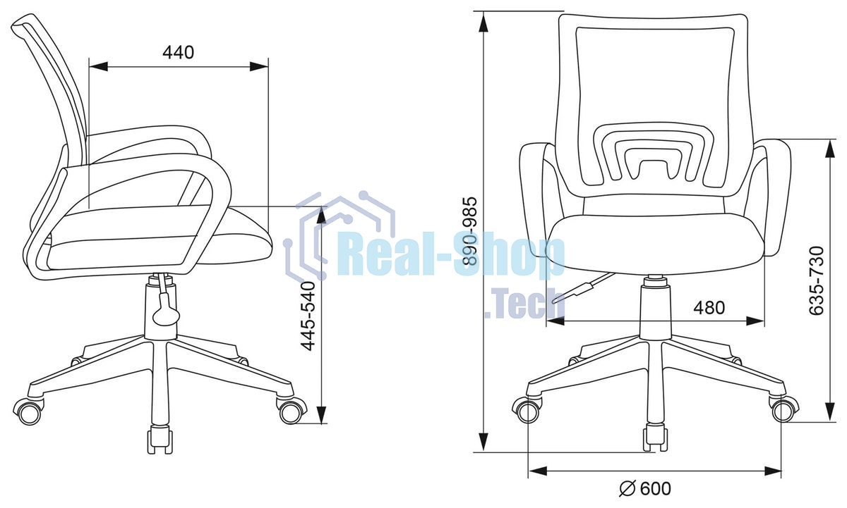 Кресло компьютерное Бюрократ CH-W695NLT TW-04 TW-12 темно-серый, сетка/ткань, крестовина пластик, пластик белый