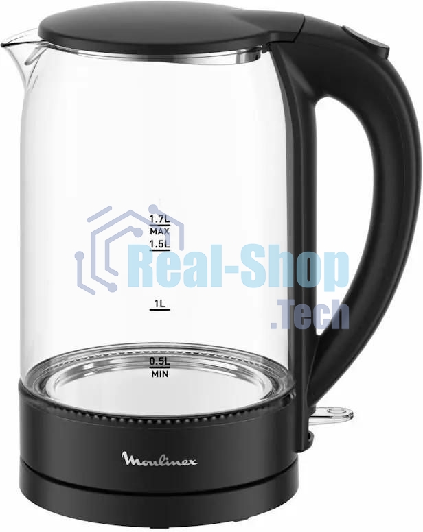 Чайник электрический Moulinex BY1S08F0 1.7л. 2200Вт черный/прозрачный корпус: стекло/пластик