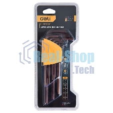 Ключ Deli Набор шестигранных ключей удлиненных Deli DL230708G 9шт S2, размеры 1,5,2,2,5,3,4,5,6,8,10мм, пластиковый держатель