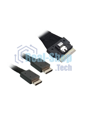Кабель Amphenol RSL74-6658 Slimline SASx8 (SFF8654) -to- 2x OCuLink x4 (SFF8611), 1M, (аналог Broadcom 05-60001-00) 100