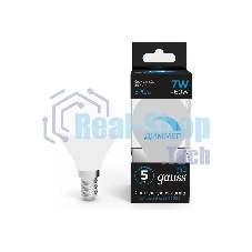 Лампа светодиодная Шар Gauss 7W 590lm 6500К E14 диммируемая LED