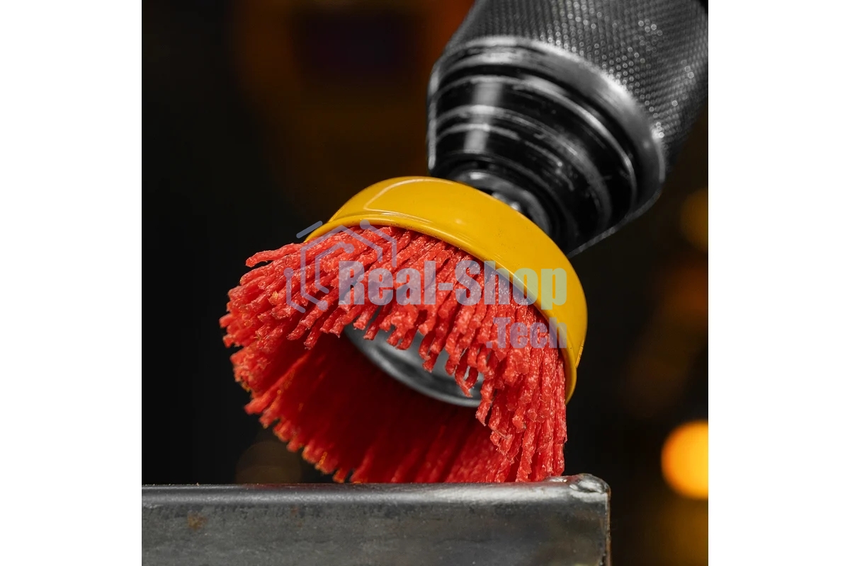 Щетка для дрели Denzel 65 мм, чашка, со шпилькой, нейлоновая щетина