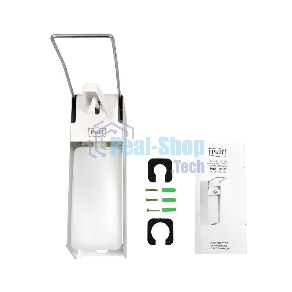 Локтевой дозатор для жидкого мыла и дез. растворов, 1000 мл, Puff-8191, 26х23х10 см
