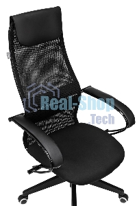 Кресло руководителя Бюрократ CH-607 TW-01 черный, сетка/ткань с подголов. крестовина пластик