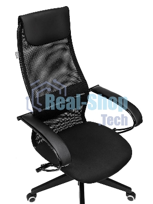 Кресло Бюрократ CH-607 TW-01 черный, сетка, подголовник
