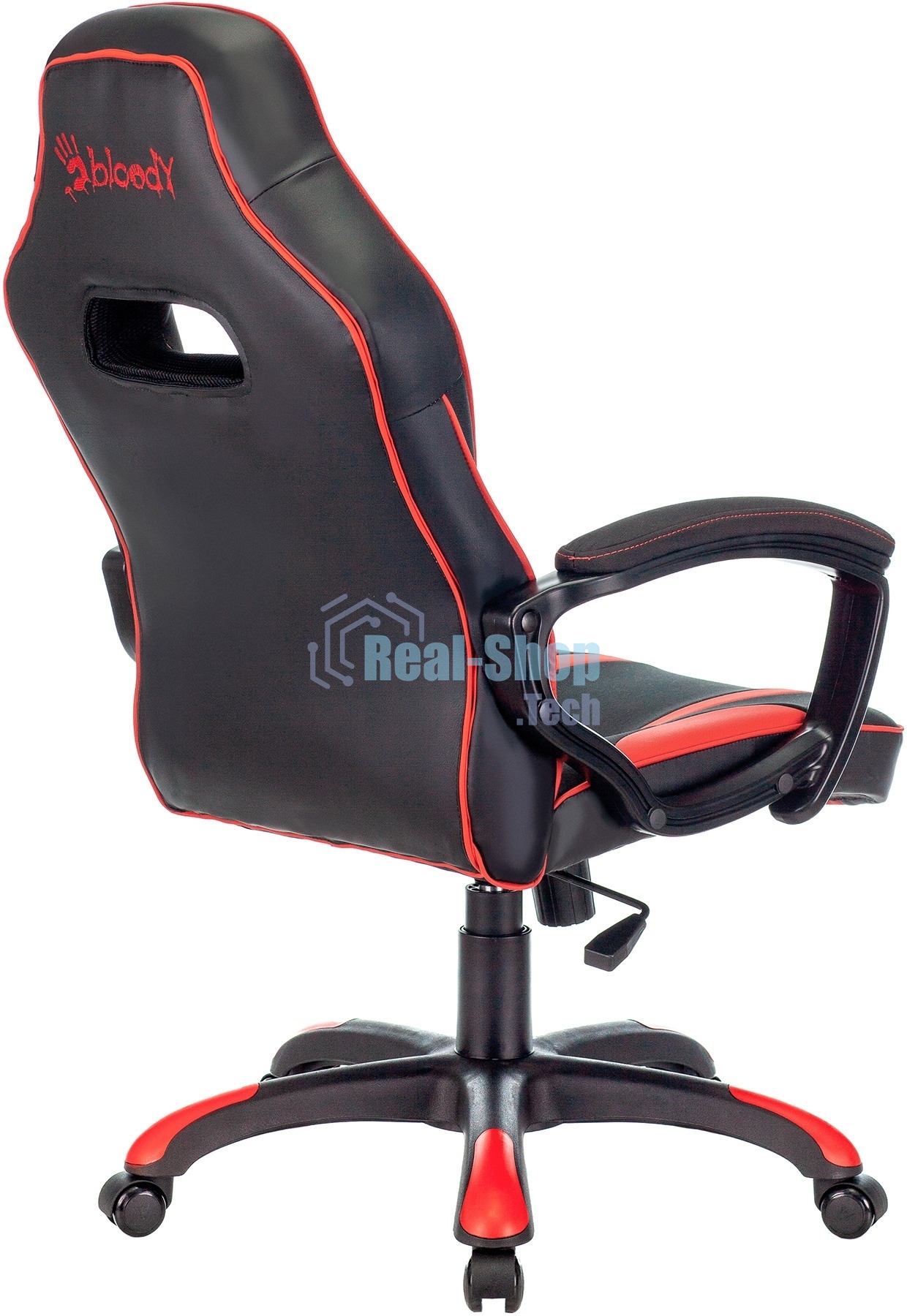 Кресло игровое A4TECH Bloody GC-250, на колесиках, искусственная кожа/ткань, черный/красный