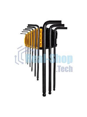 Набор шестигранных ключей с шаром сверхдлинных Deli DL232309H 9 шт Материал CR-V. Спецификация: 1,5,2,2,5,3,4,5,6,8,10мм, пластиковый держатель