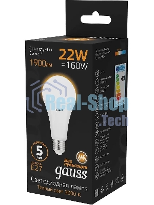 Лампа светодиодная Gauss A70 22Вт 3000К E27
