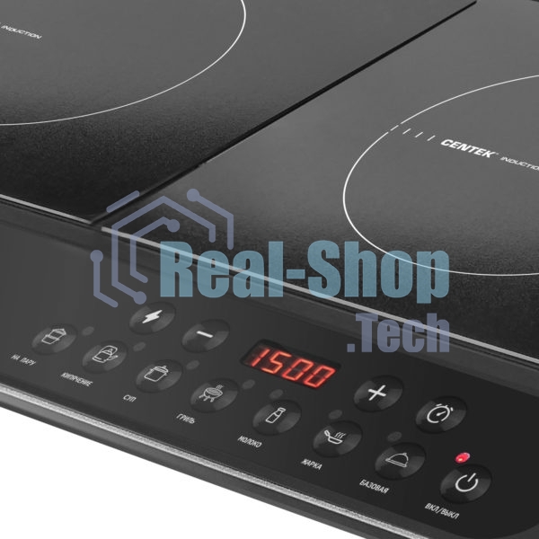 Плита настольная электрическая Centek CT-1514 черный, 3.5 кВт, индукция, конфорки - 2, стеклокерамика, сенсор