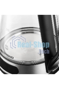 Чайник электрический Redmond KG222 1.5 л, 2200 Вт, стекло/сталь, серебристый/черный