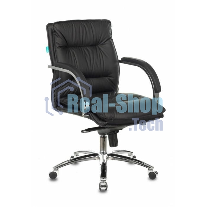 Кресло руководителя Бюрократ T-9927SL-LOW/BLACK черный, кожа, низкая спинка, крестовина хром