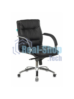 Кресло руководителя Бюрократ T-9927SL-LOW/BLACK черный, кожа, низкая спинка, крестовина хром