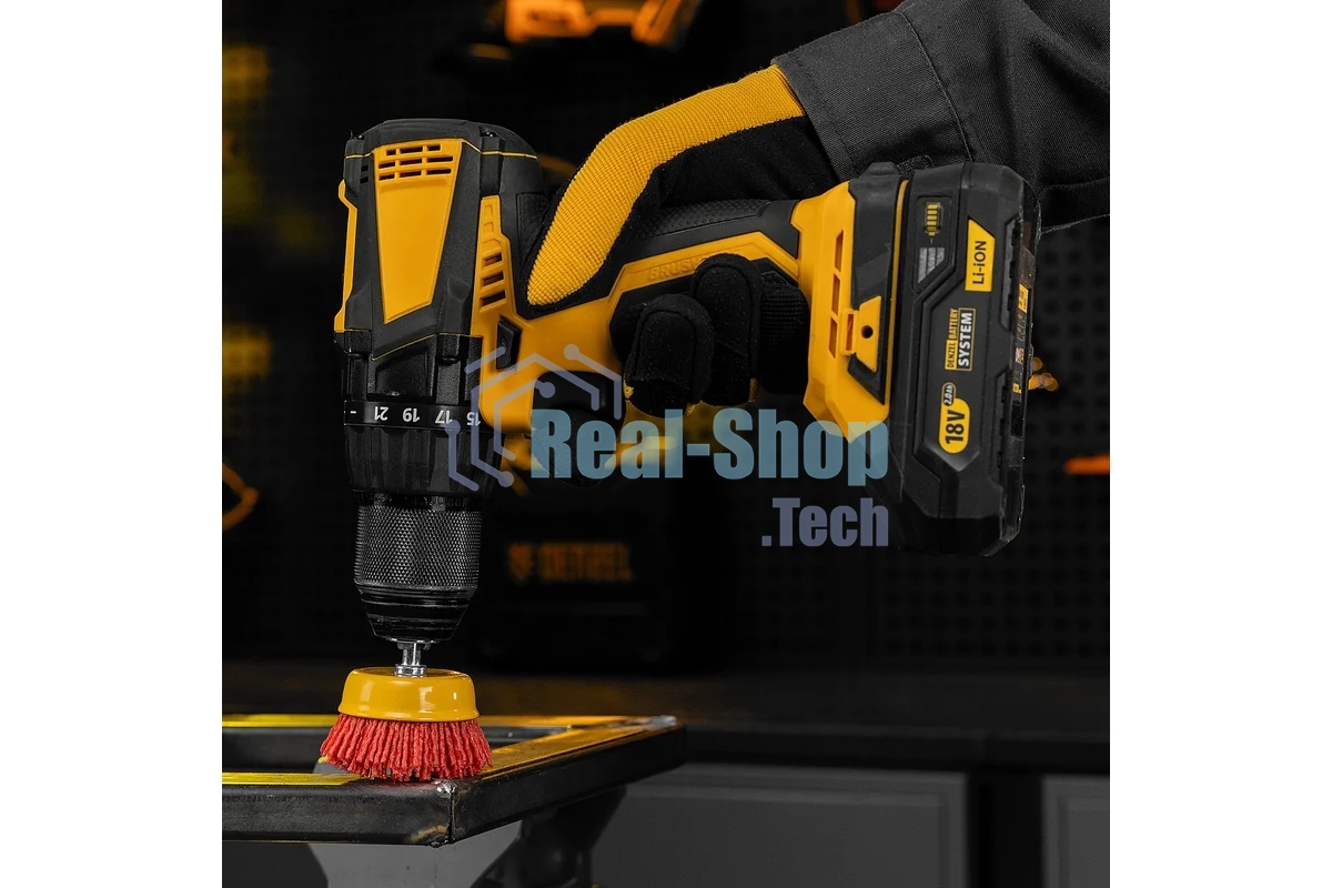 Щетка для дрели Denzel 65 мм, чашка, со шпилькой, нейлоновая щетина