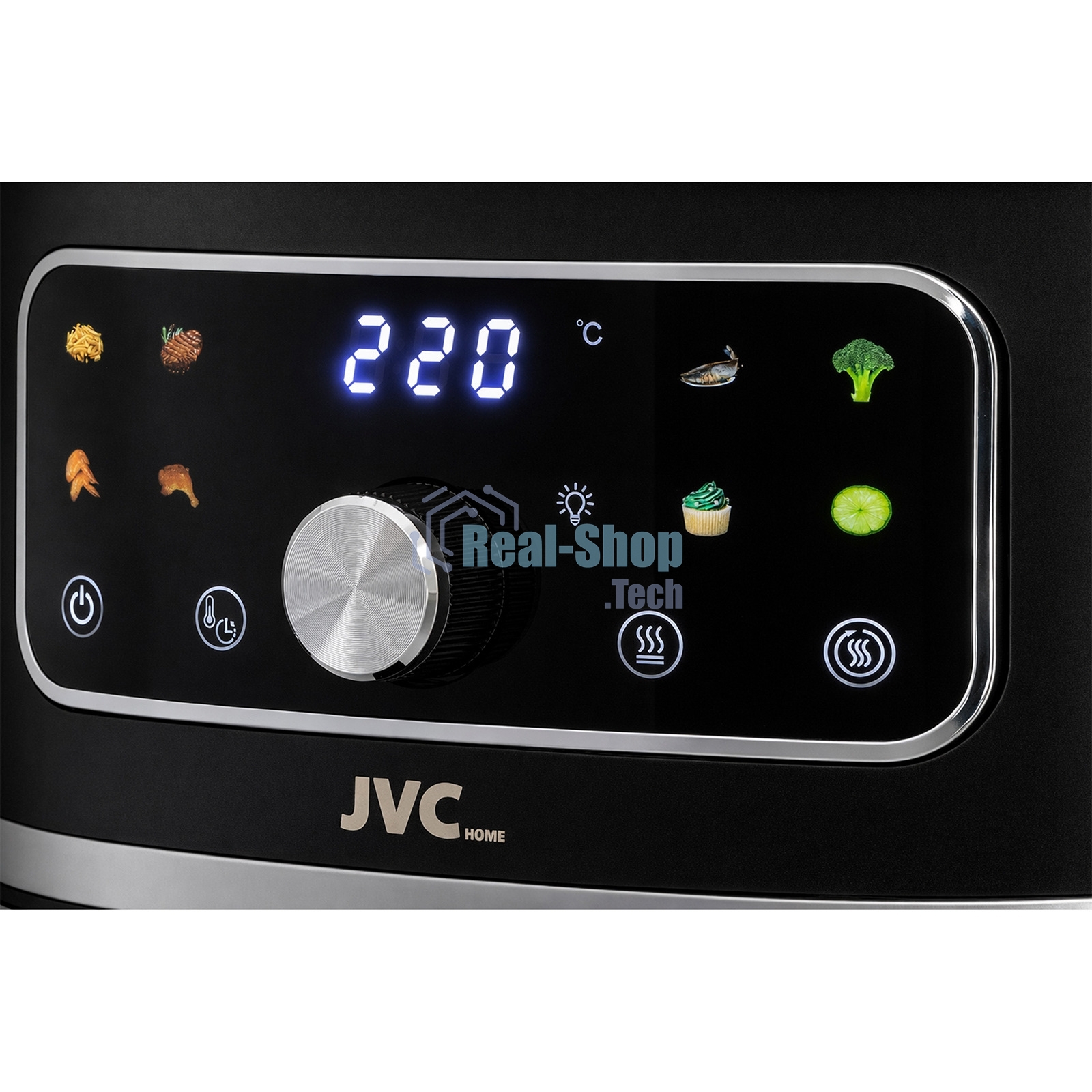 Аэрогриль JVC JK-MB055 черный, 1750 Вт, 5.5 л, электронное управление, 8 программ