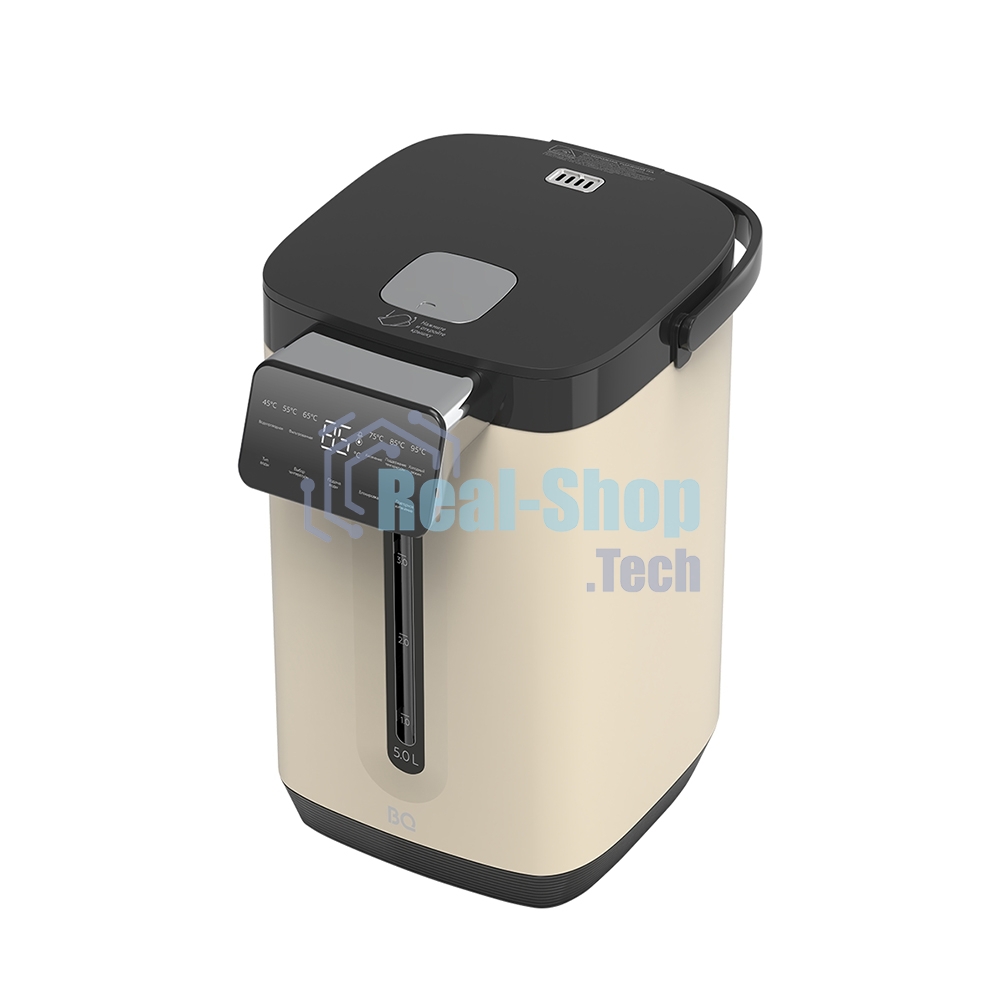 Термопот BQ TP5003 Beige, мощность 1800 Вт, объем 5 л, сенсорный тип управления, 6 температурных режимов (45-95°C, с шагом 10°С), функция повторного кипячения, функция поддержания температуры, способы подачи воды - электрическая помпа, индикатор уровня воды, автоотключение при недостаточном количестве воды, блокировка подачи воды, блокировка кнопок, защита от перегрева, дисплей LED, съемная крышка, ручка для переноски, материал корпуса - металл, пластик, материал внутренней камеры - высококачественная нержавеющая сталь AISI 304, длина электрошнура 1.0 м, напряжение 220-240 В, 50-60 Гц, защита от поражения электротоком класс I