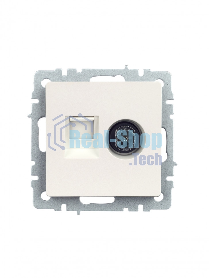 Розетка телевизионная двойная TV+RJ45 IEK BRITE РТВ/РК12-БрЖ кат.5E жемчуг