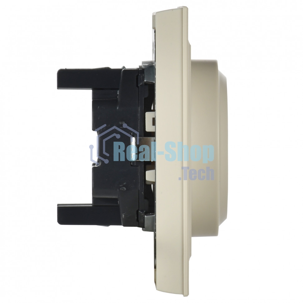 Розетка 2-местная IEK BRITE РС12-3-БрКр (BR-R21-16-K10-F) с заземлением, без защитных шторок, 16А в сборе, бежевый