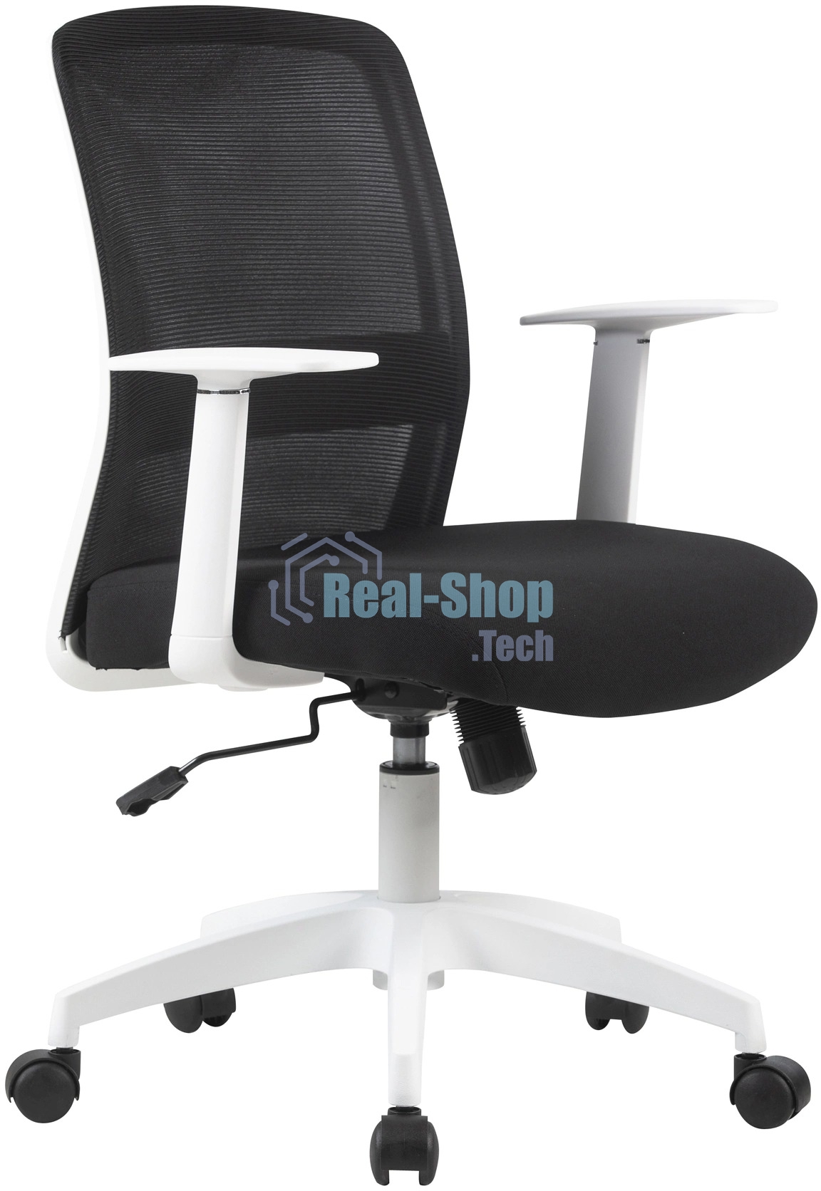 Кресло компьютерное Cactus CS-WMC333-BK черный, сиденье черный, сетка/ткань, низк.спин. крестов. пластик, пластик белый