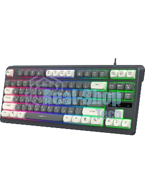 Клавиатура проводная Oklick 711G серый/белый USB Multimedia for gamer LED (1790385) кабель 1.5м
