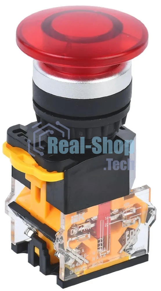 Кнопка IEK D8-11M Грибок d=22мм 1з+1р красная