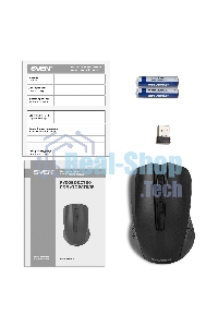 Мышь беспроводная SVEN RX-400W черный, 1400 dpi, радиоканал, USB, кнопки - 4