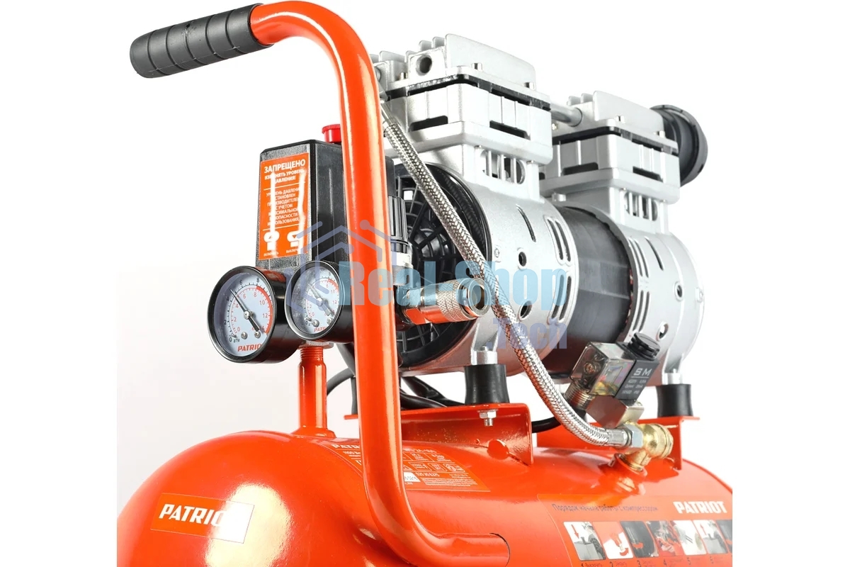 Компрессор PATRIOT WO 24-160 525306375 Безмасляный; Мощн. 1,1 кВт; Напр. 230В Об. двиг.: 2850 об/мин; Производительность: 160 л/мин; Объем ресивера: 24 л; Давление: 8 бар