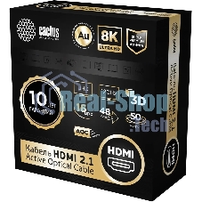 Кабель аудио-видео Cactus CS-HDMI-AOC-2.1-50 HDMI (m)/HDMI (m) 50м. позолоч.конт. черный