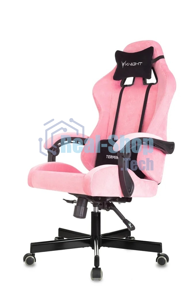 Кресло игровое Knight Terminator розовый Velvet 36, крестов. металл