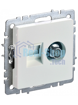 Розетка телевизионная двойная TV+RJ45 IEK BRITE РТВ/РК12-БрЖ кат.5E жемчуг