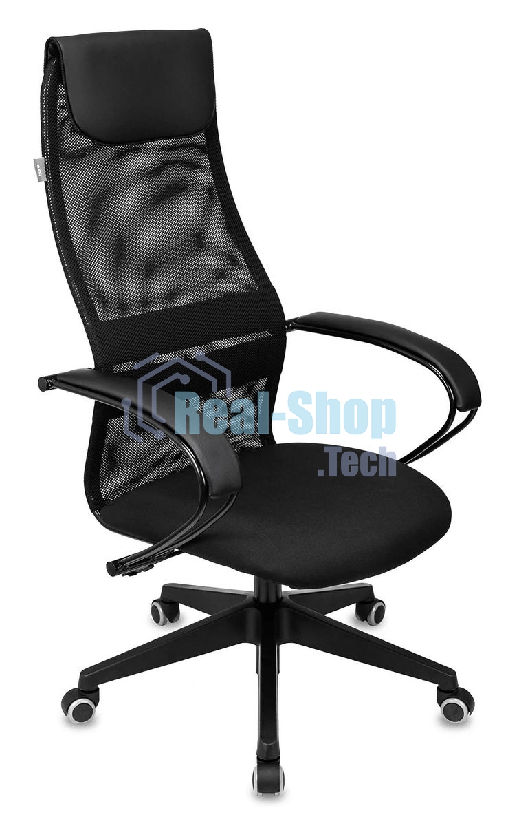 Кресло руководителя Бюрократ CH-607 TW-01 черный, сетка/ткань с подголов. крестовина пластик