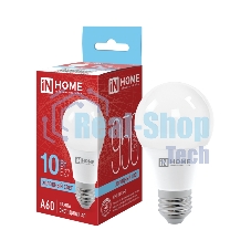 Лампа светодиодная IN HOME 4690612020228 LED-A60-VC 10Вт 230В E27 6500К