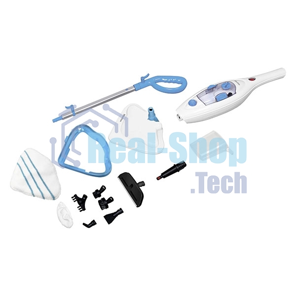 Паровая швабра Blackton Bt SM1114 White-blue, Мощность 1300 Вт, 2 в 1. Вертикальная и компактная, Резервуар для воды 300 мл, Время неприрывной работы до 20 минут, Быстрая и эффективная очистка всех типов полового покрытия: паркет, линолеум, плитка, Уничто