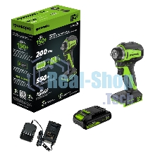 Гайковерт ударный аккумуляторный Greenworks G24IW200 24V, 200 Нм, бесщеточный, 3/8'', 1х2Ач,ЗУ,кор 3803607CUA