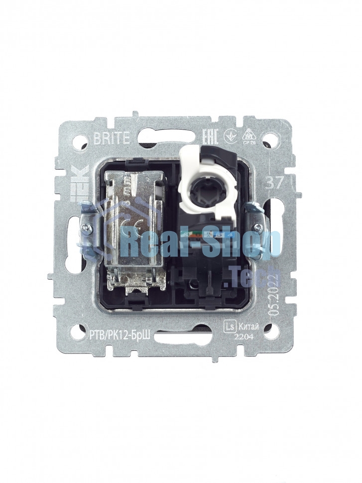Розетка телевизионная двойная TV+RJ45 IEK Brite РТВ/РК12-БрШ (BR-AK20-1-K37) кат.5E шампань
