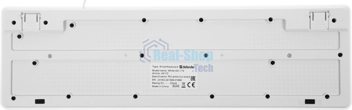 Клавиатура проводная Defender GK-172, USB, белый