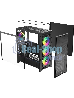 Корпус Ocypus Delta C70 BK ARGB, Midi-Tower, чёрный, 4 x 120 мм