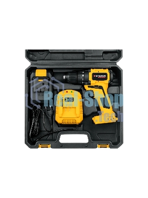 Дрель-шуруповерт STEHER CDB-200-1, 20 В, 2 Ач, 45 Нм, бесщеточный