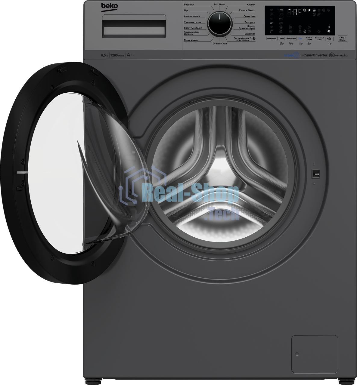 Стиральная машина Beko WSPE6H616A черный, загрузка фронтальная 6,5 кг, 1200 об/мин., класс: А++