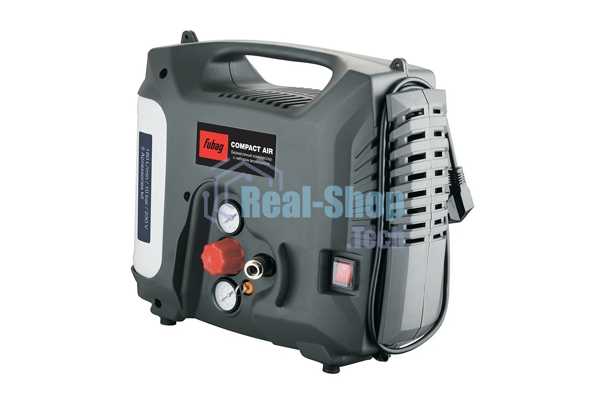 Компрессор FUBAG COMPACT AIR 6412320 ( Ресивер 5 л, Произв-сть 180 л/мин, Давление 10 бар, Мощность 1300 Вт, Напряжение 230/50 В/Гц, Вес 8.4 кг )