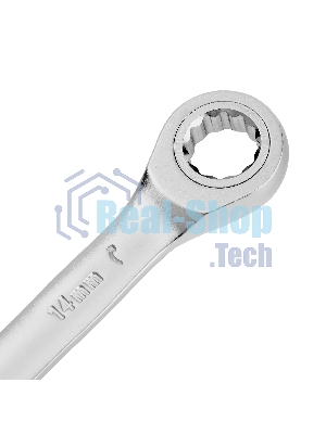 Ключ комбинированный трещоточный Denzel 14 мм, CrV, матовый хром