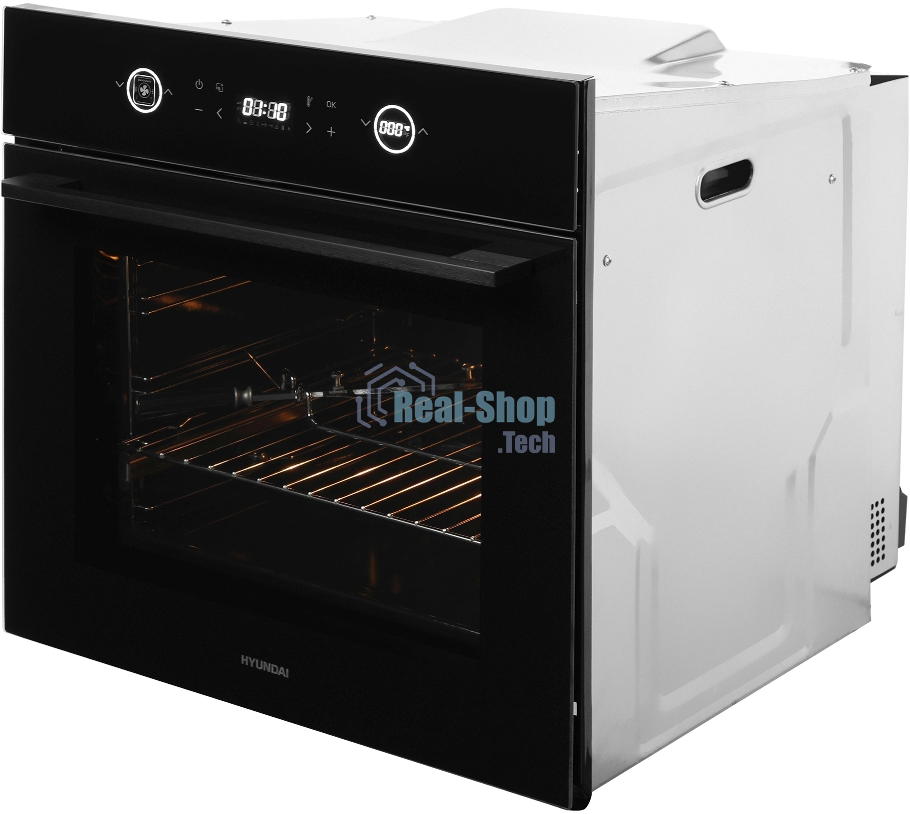 Духовой шкаф Электрический Hyundai HEO 6752 BG черное стекло
