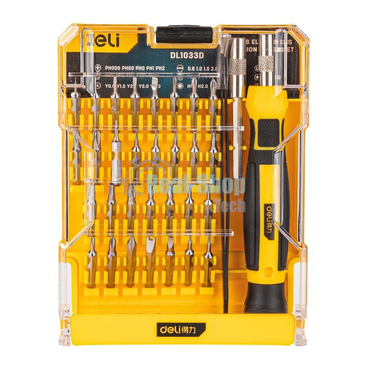 Набор прецизионных отвертокDeli DL1033D 33 предмета Материал Cr-V. Пластиковый кейс.