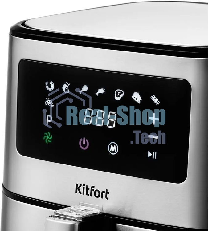 Аэрогриль Kitfort KT-2228 серебристый, 1700 Вт, 5.5 л, сенсор, 9 программ