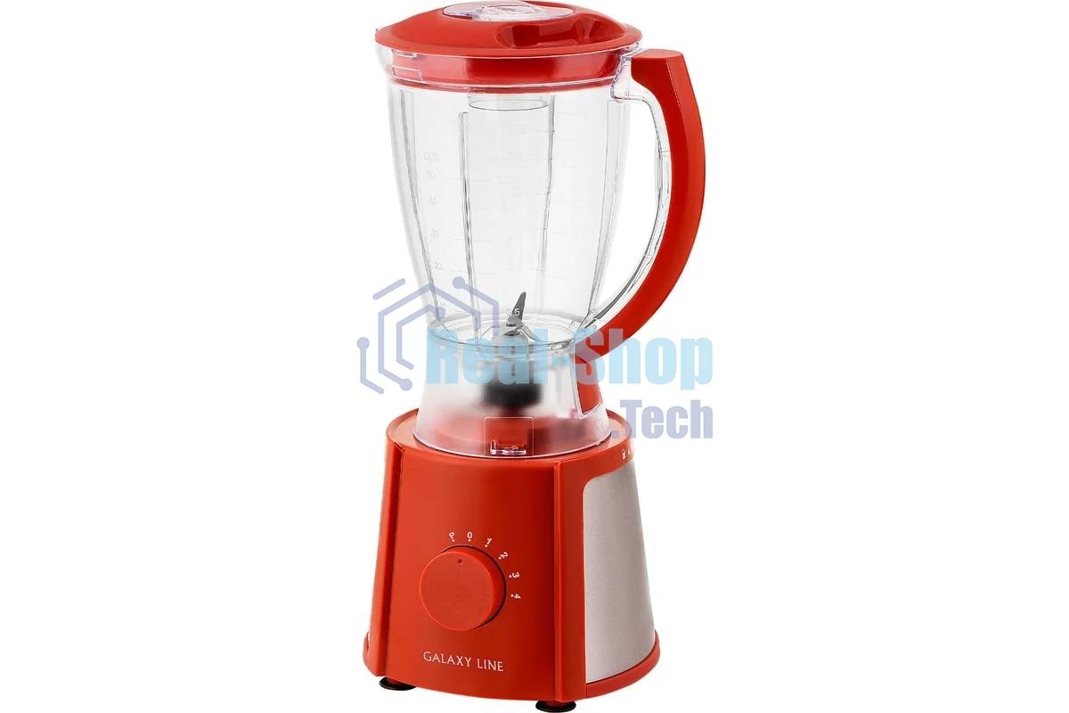 Блендер Galaxy Line GL 2162, красный, стационарный, 700 Вт, четырехлопастный нож, 4 скорости, импульсный режим