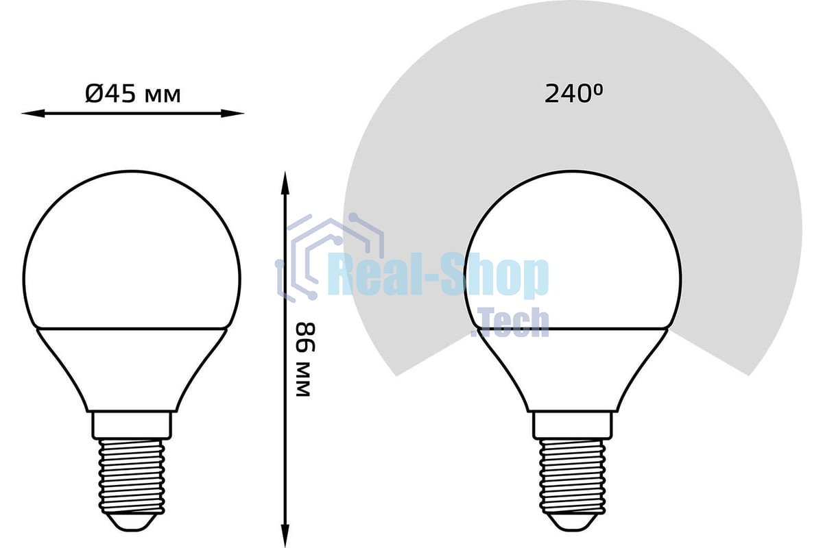 Лампа светодиодная Шар Gauss 7W 590lm 6500К E14 диммируемая LED
