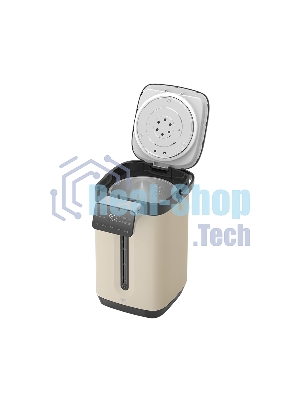 Термопот BQ TP5003 Beige, мощность 1800 Вт, объем 5 л, сенсорный тип управления, 6 температурных режимов (45-95°C, с шагом 10°С), функция повторного кипячения, функция поддержания температуры, способы подачи воды - электрическая помпа, индикатор уровня воды, автоотключение при недостаточном количестве воды, блокировка подачи воды, блокировка кнопок, защита от перегрева, дисплей LED, съемная крышка, ручка для переноски, материал корпуса - металл, пластик, материал внутренней камеры - высококачественная нержавеющая сталь AISI 304, длина электрошнура 1.0 м, напряжение 220-240 В, 50-60 Гц, защита от поражения электротоком класс I