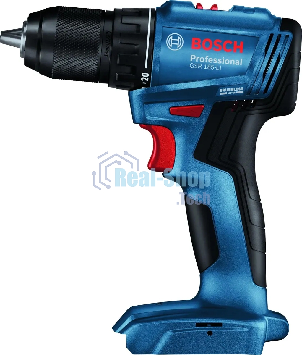 Дрель-шуруповерт Bosch GSR 185-LI Аккумуляторная, 18В, Без АКБ и ЗУ, Кейс