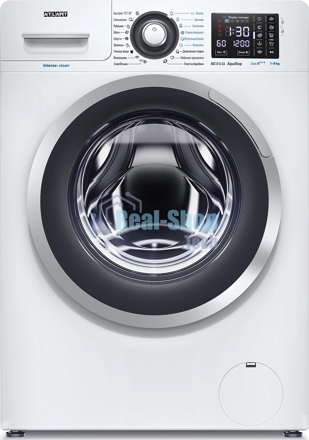 Стиральная машина Atlant СМА-80С1214-СА-01 белый, загрузка фронтальная 8 кг, 1200 об/мин, класс: A+++