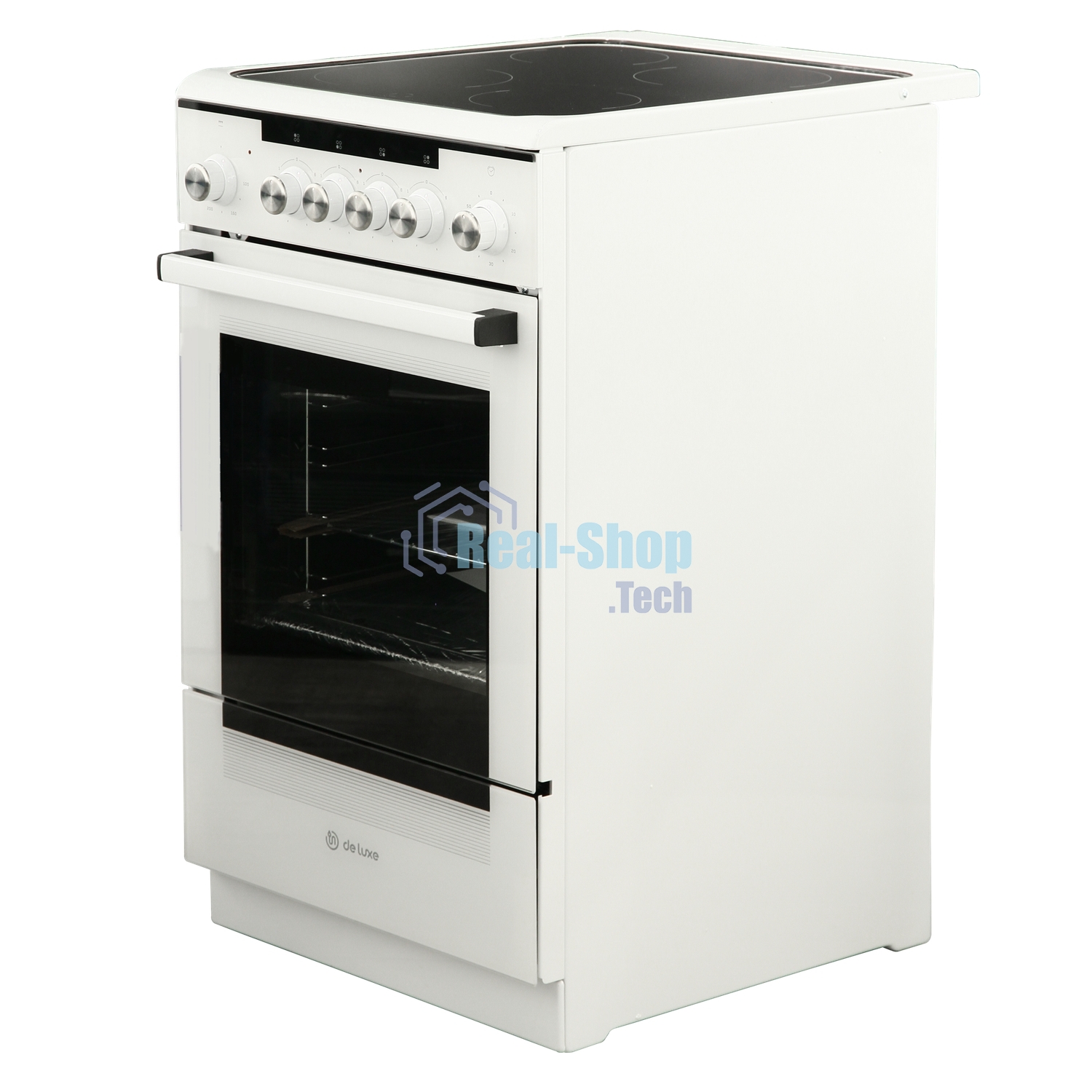 Плита электрическая De Luxe 506004.13ЭС белый, конфорок 4 электрических (стеклокерамика), духовка 60 л, 50 см x 87 см x 60 см